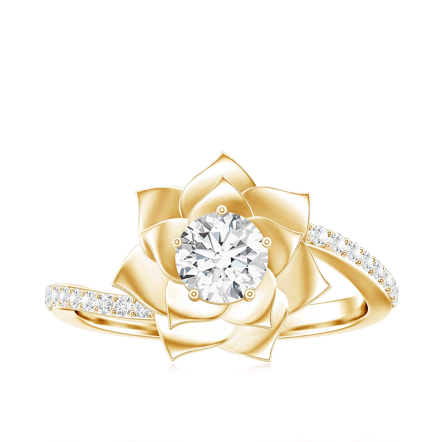 Lab Grown Diamond Nature Inspired Floral Bypass Ring