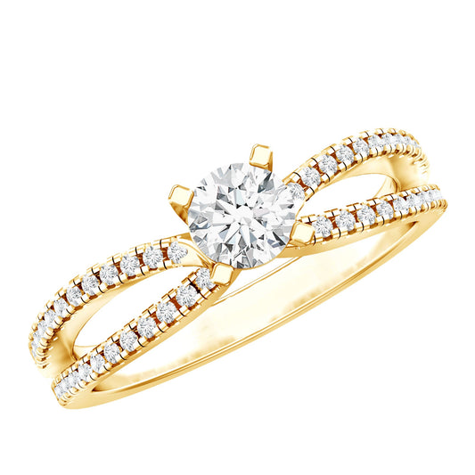 Solitaire Lab Grown Diamond Split Shank Engagement Ring