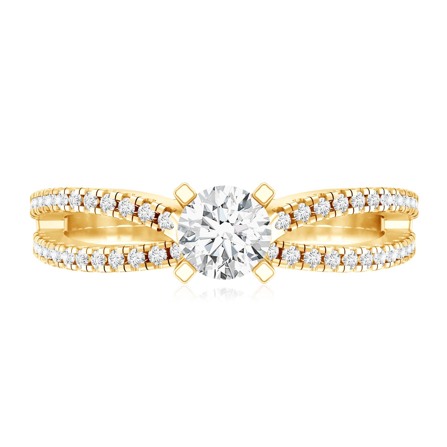Solitaire Lab Grown Diamond Split Shank Engagement Ring
