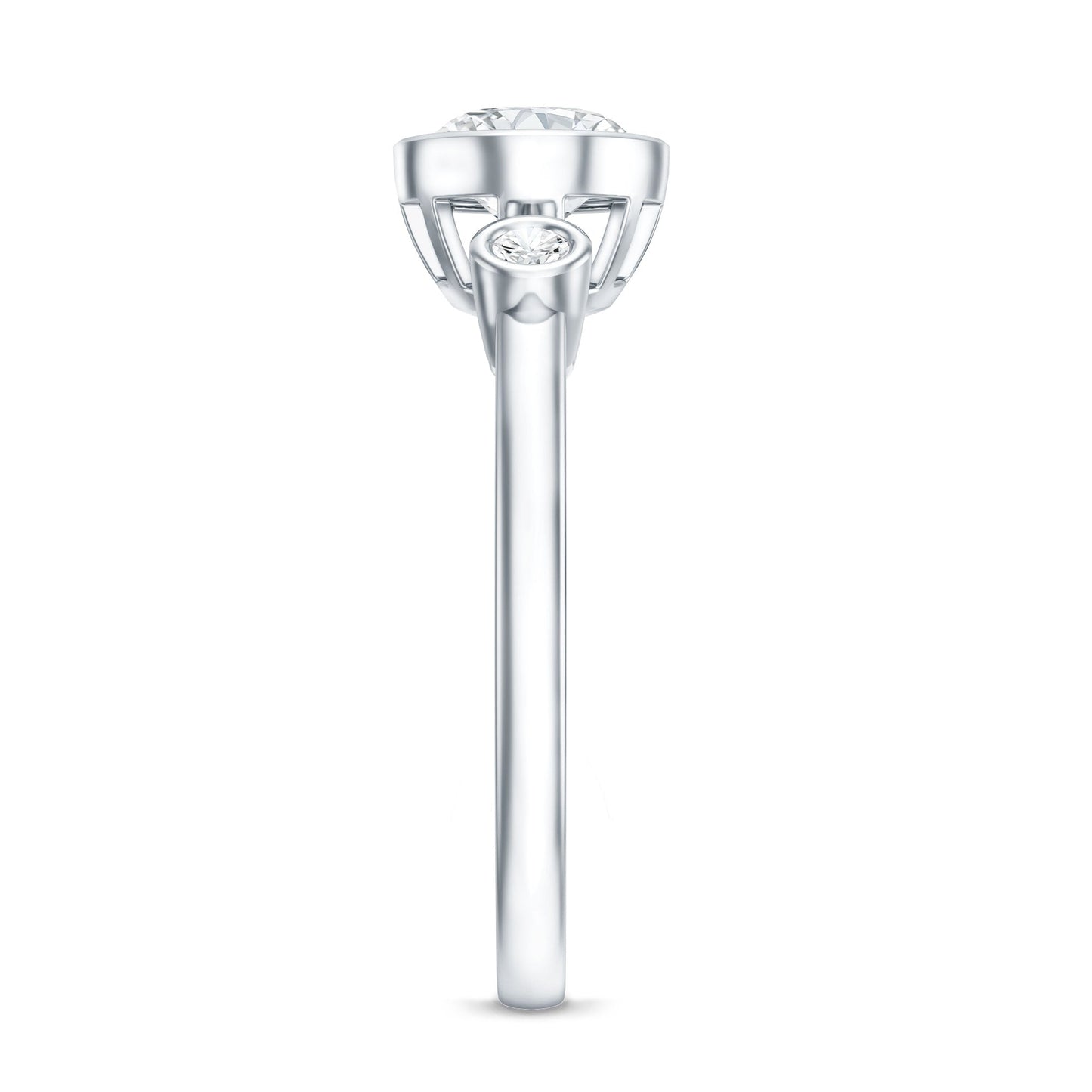 Bezel Set Oval Lab Grown Diamond East West Engagement Ring
