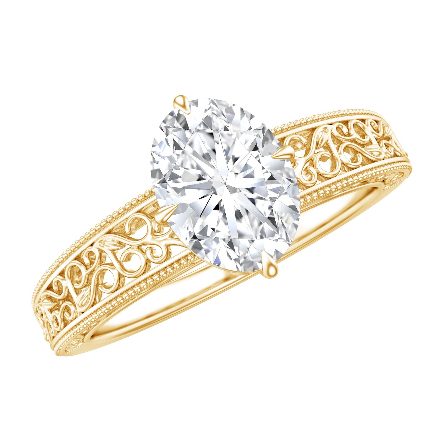 Oval Shape 1.2 Carat Lab Grown Diamond Filigree Engagement Ring