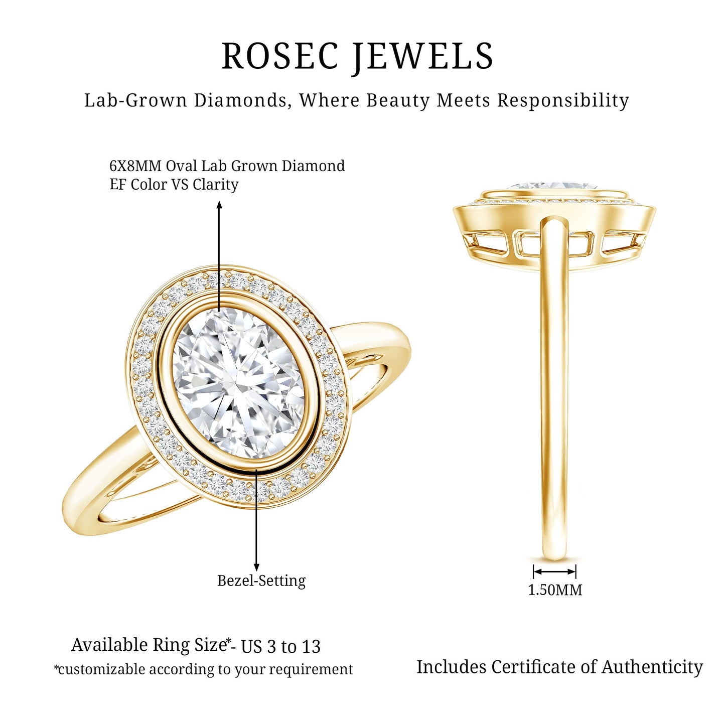 Classic Lab Grown Diamond Engagement Ring with Halo