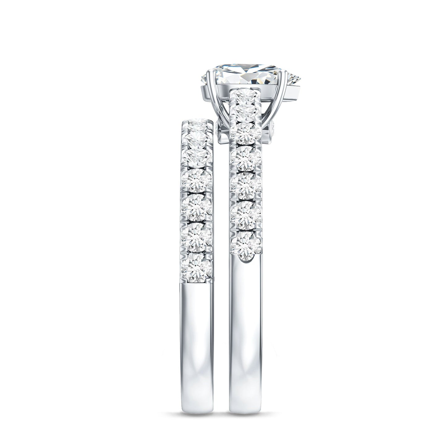 Minimal Pear Shape Lab Grown Diamond Wedding Ring Set