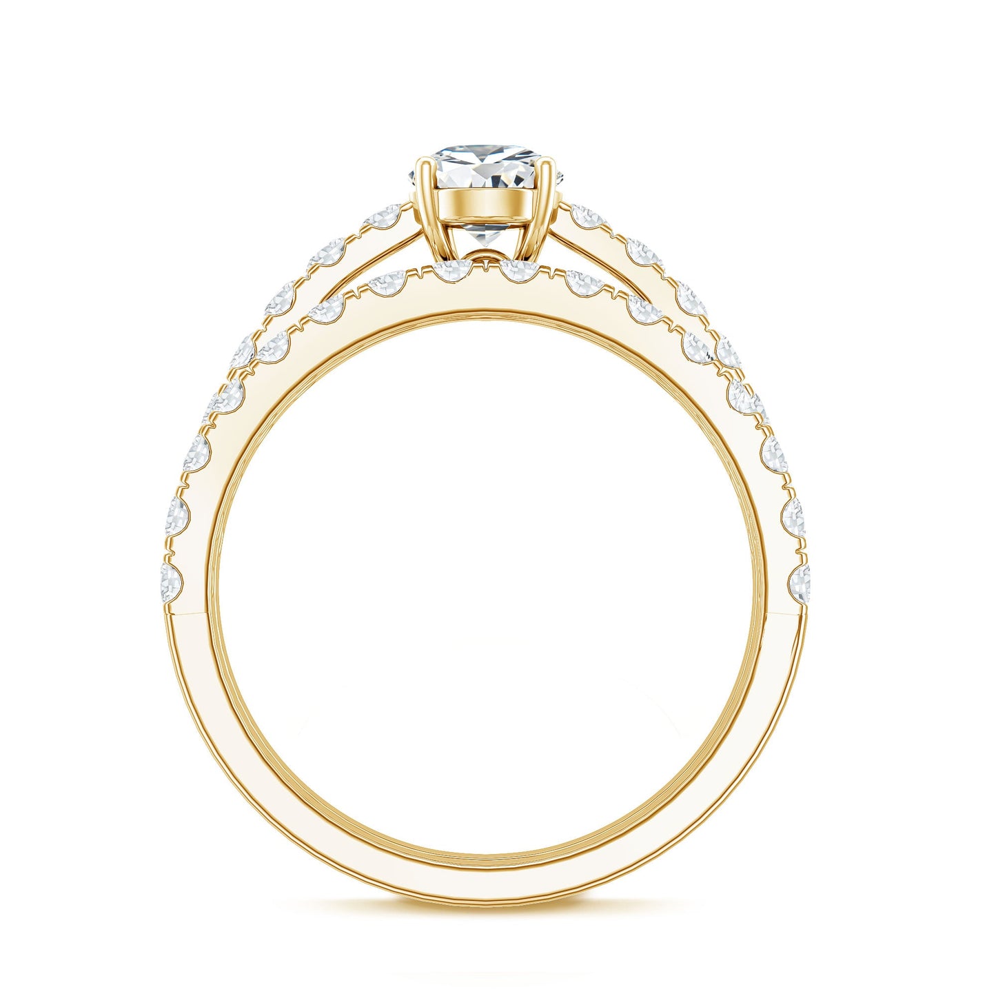Minimal Pear Shape Lab Grown Diamond Wedding Ring Set