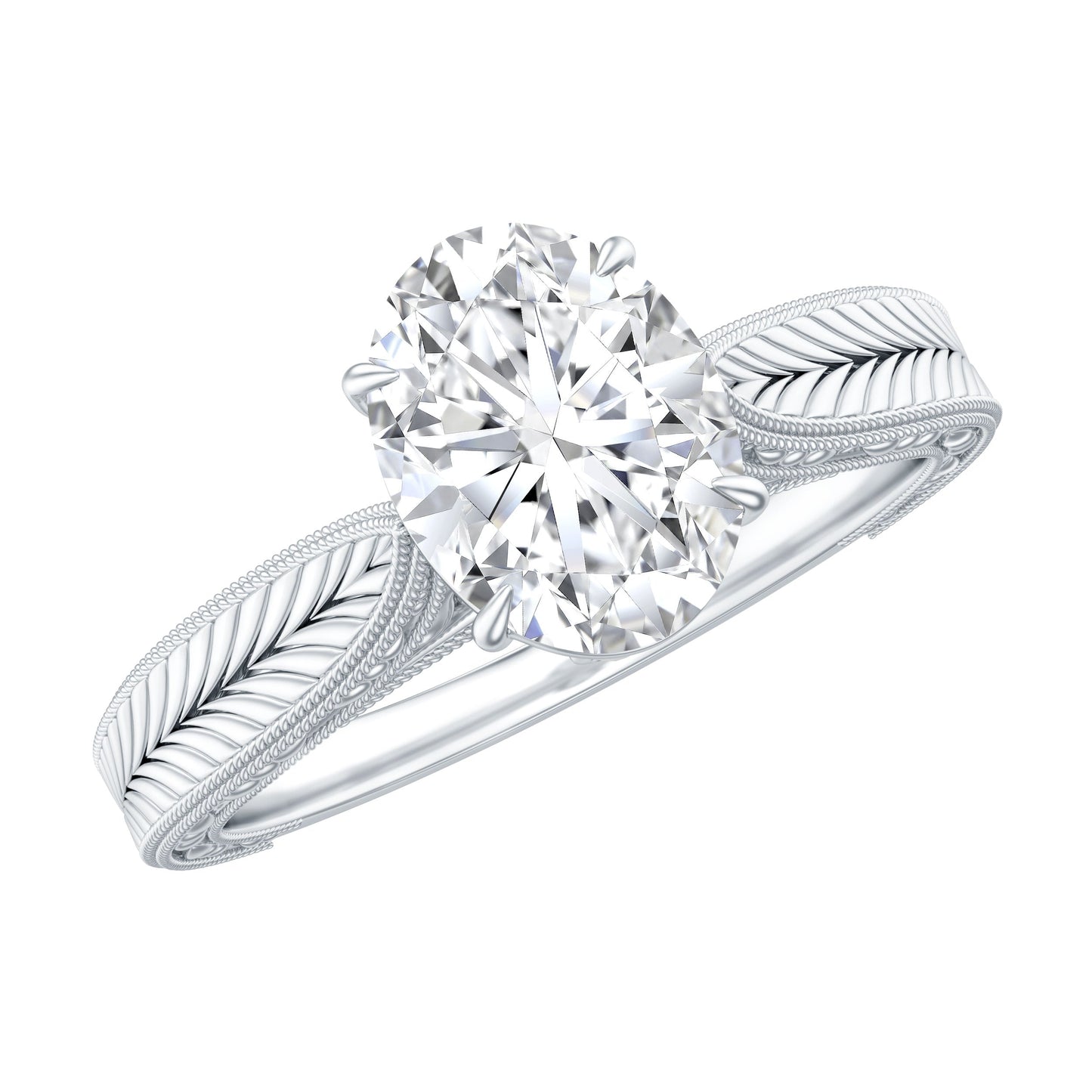 Claw Set Oval Shape Lab Grown Diamond Solitaire Engagement Ring