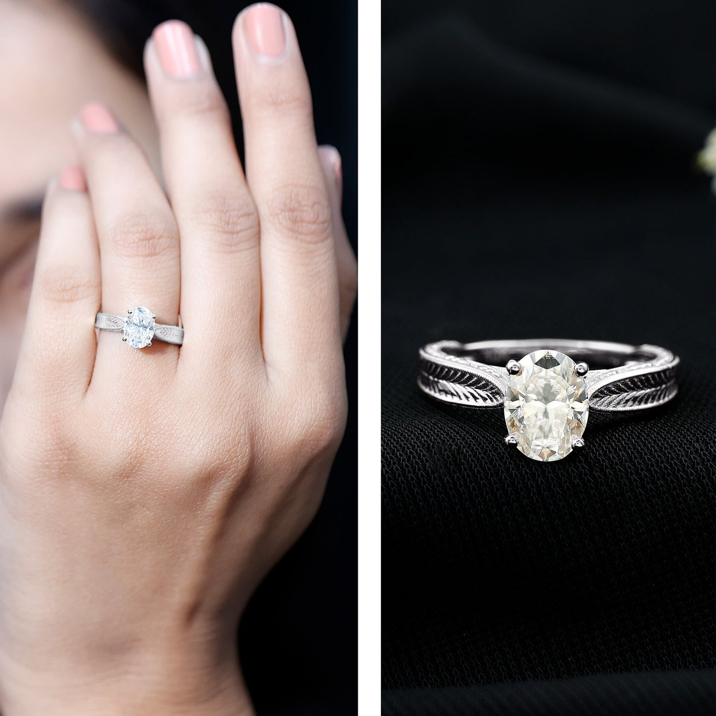 Claw Set Oval Shape Lab Grown Diamond Solitaire Engagement Ring