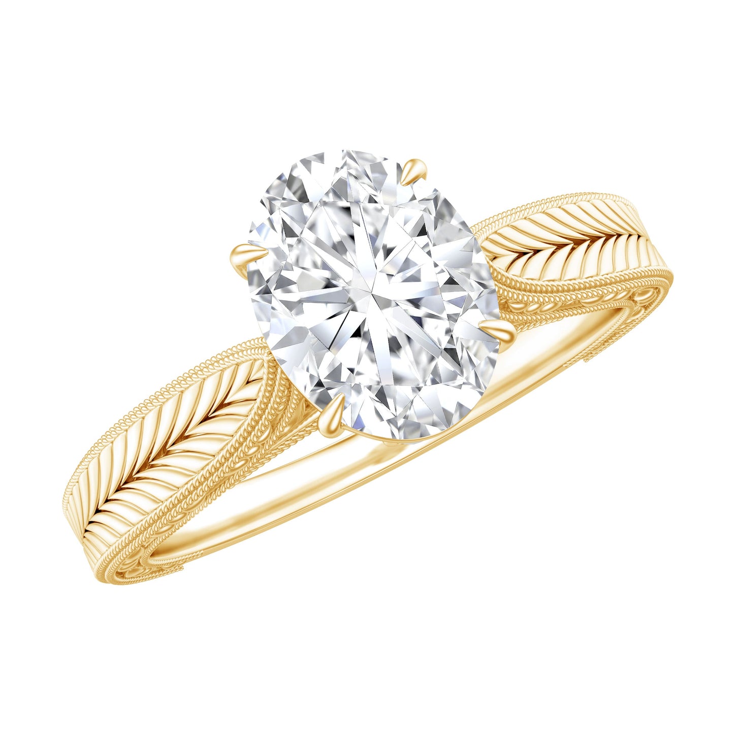 Claw Set Oval Shape Lab Grown Diamond Solitaire Engagement Ring