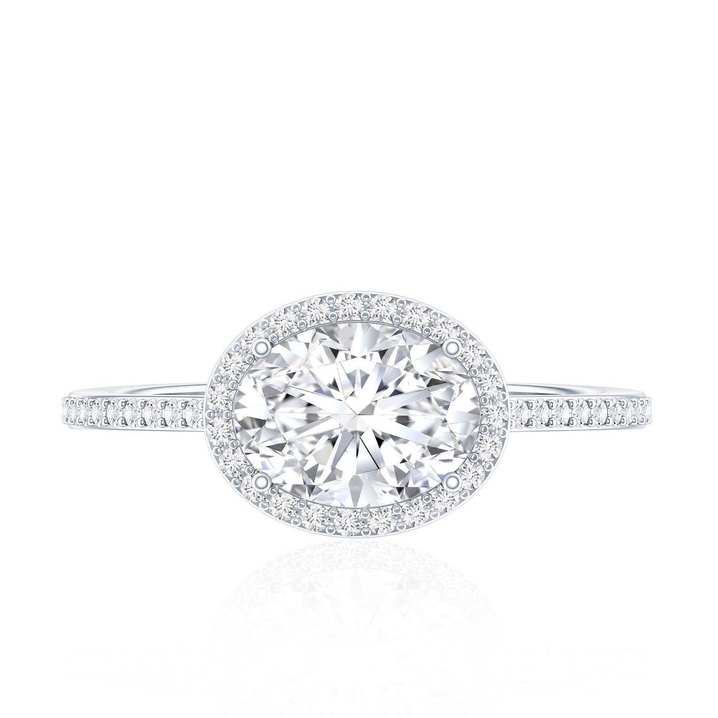 Oval Shape Lab Grown Diamond Engagement Ring with Halo