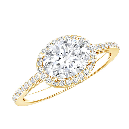 Oval Shape Lab Grown Diamond Engagement Ring with Halo
