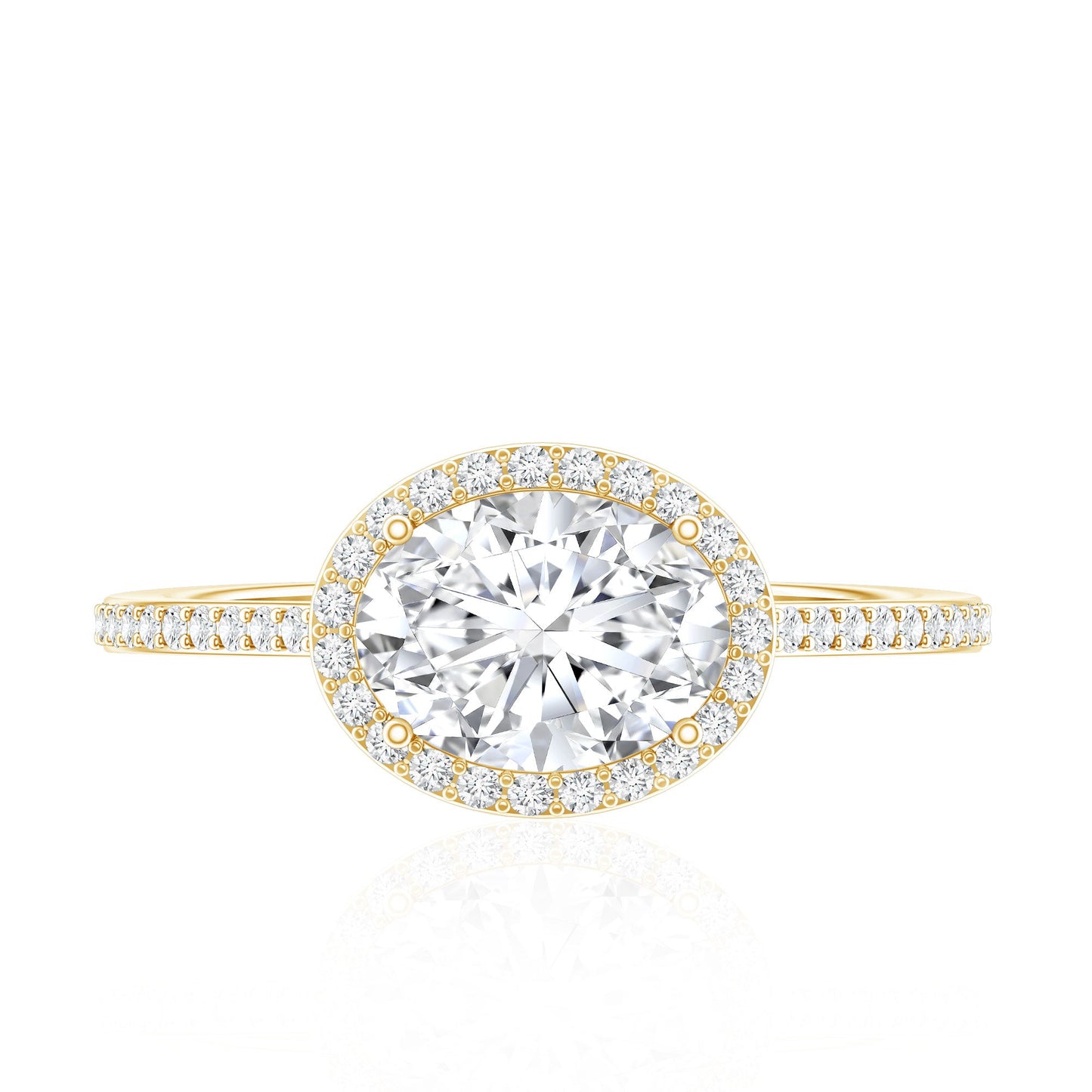 Oval Shape Lab Grown Diamond Engagement Ring with Halo