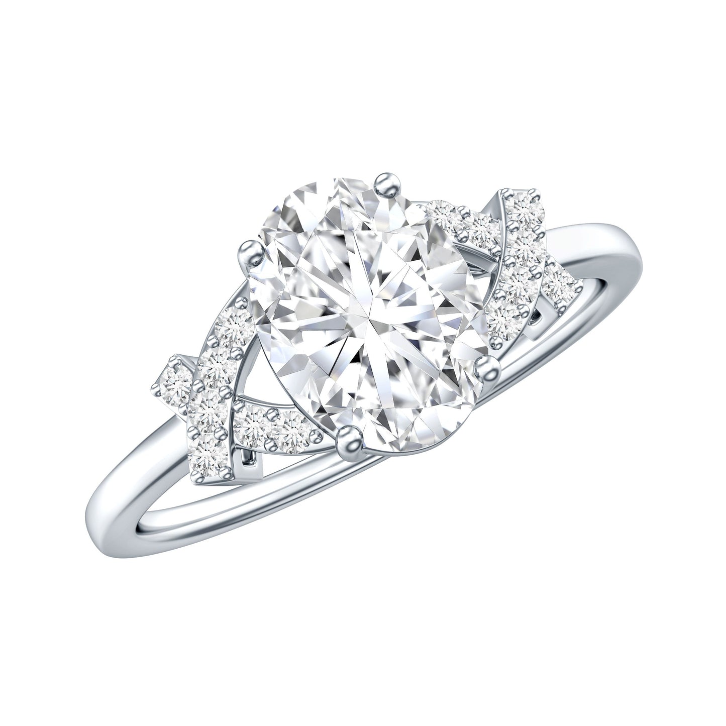 Oval Shape Lab Grown Diamond Solitaire Ring in Split Shank