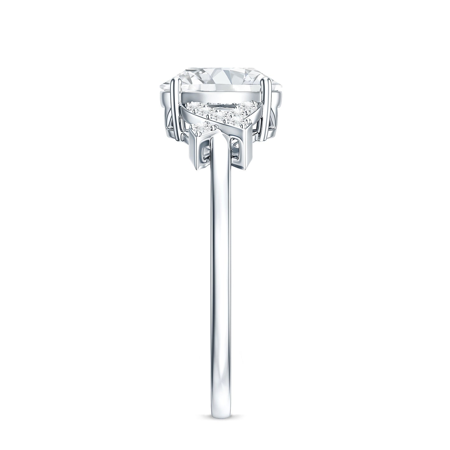 Oval Shape Lab Grown Diamond Solitaire Ring in Split Shank