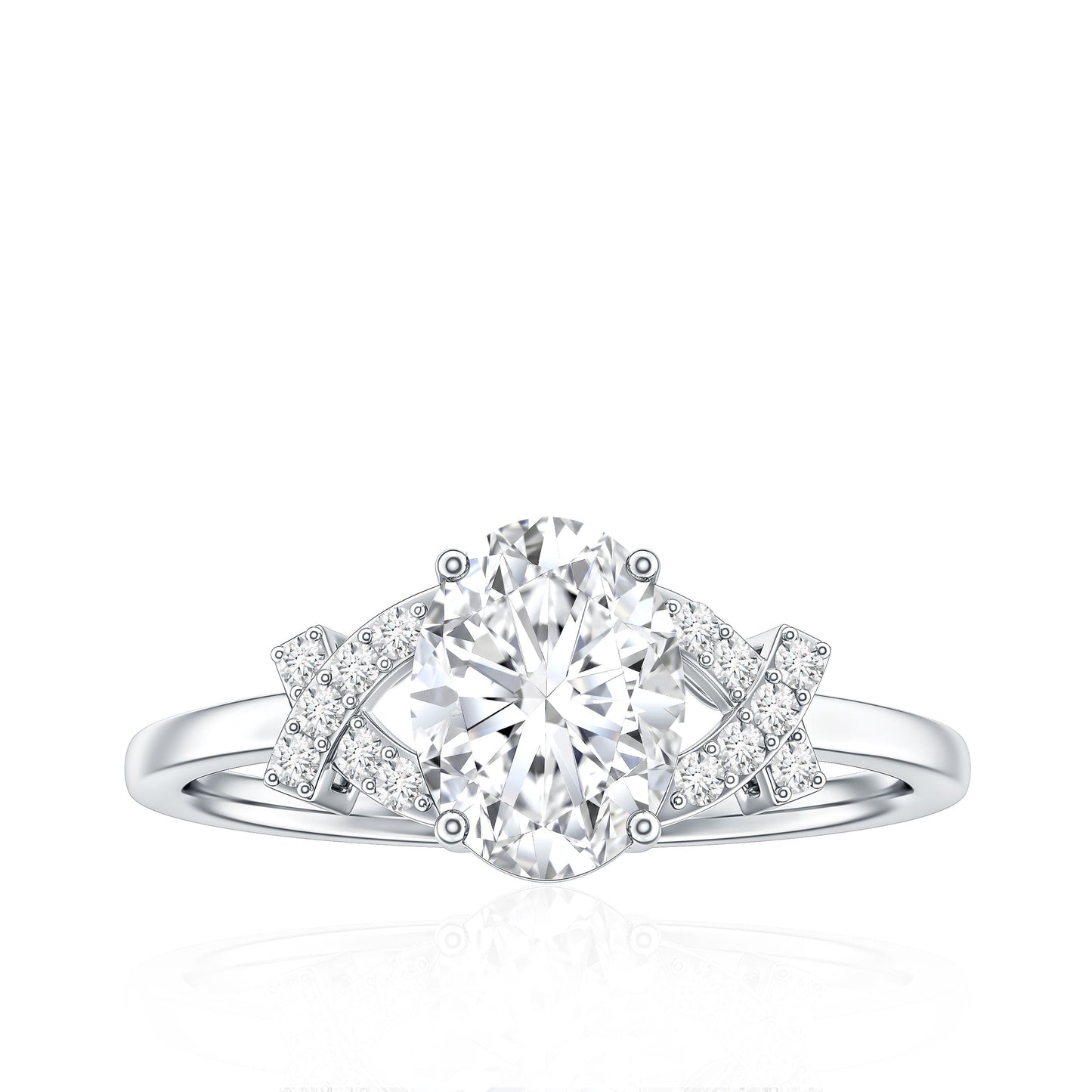 Oval Shape Lab Grown Diamond Solitaire Ring in Split Shank