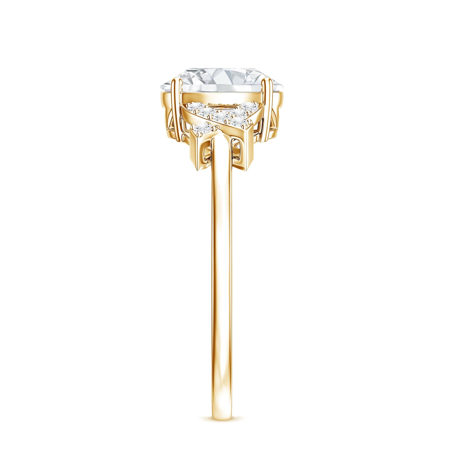 Oval Shape Lab Grown Diamond Solitaire Ring in Split Shank