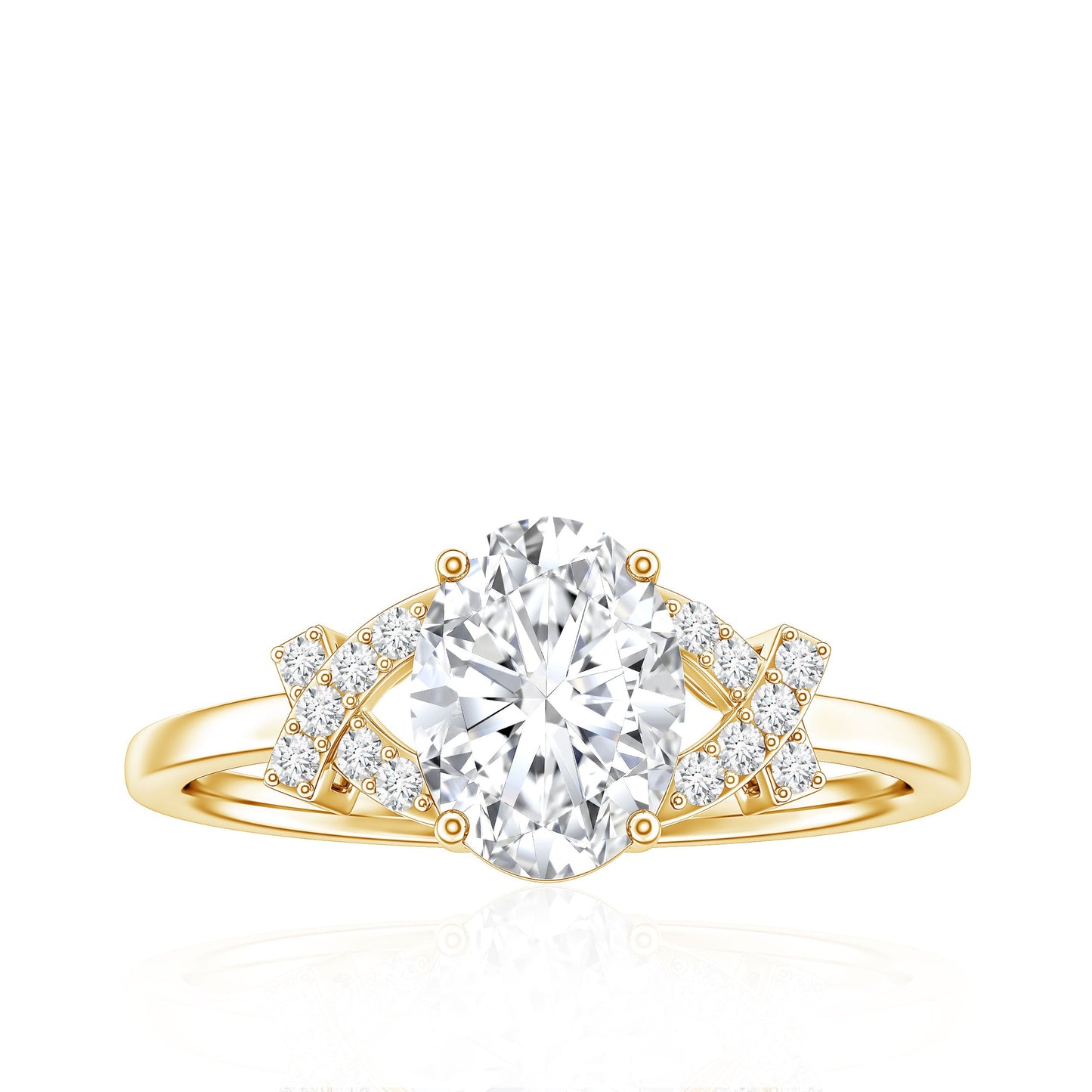 Oval Shape Lab Grown Diamond Solitaire Ring in Split Shank