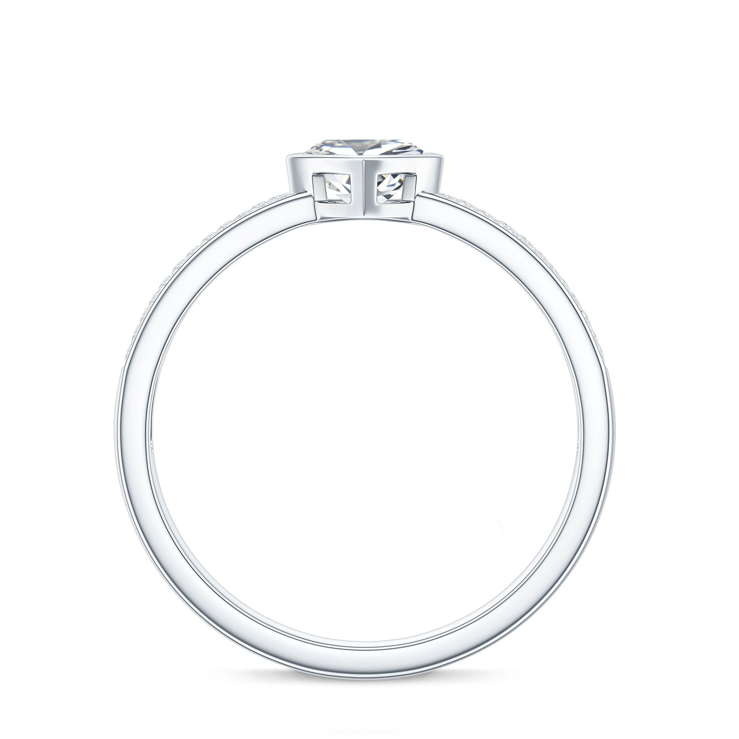 Heart Shape Lab Grown Diamond Solitaire Ring with Side Stones