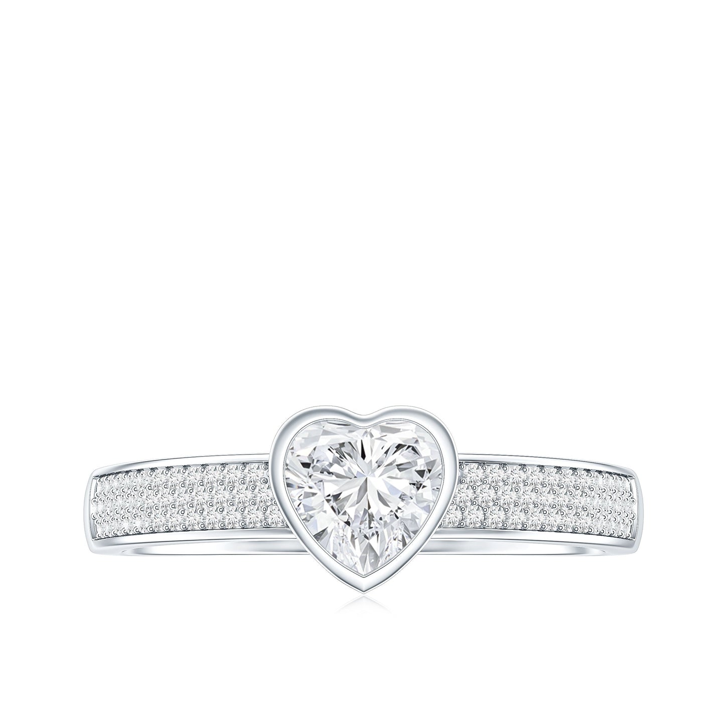 Heart Shape Lab Grown Diamond Solitaire Ring with Side Stones