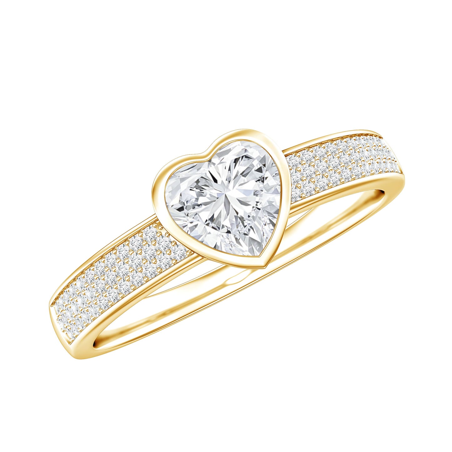 Heart Shape Lab Grown Diamond Solitaire Ring with Side Stones