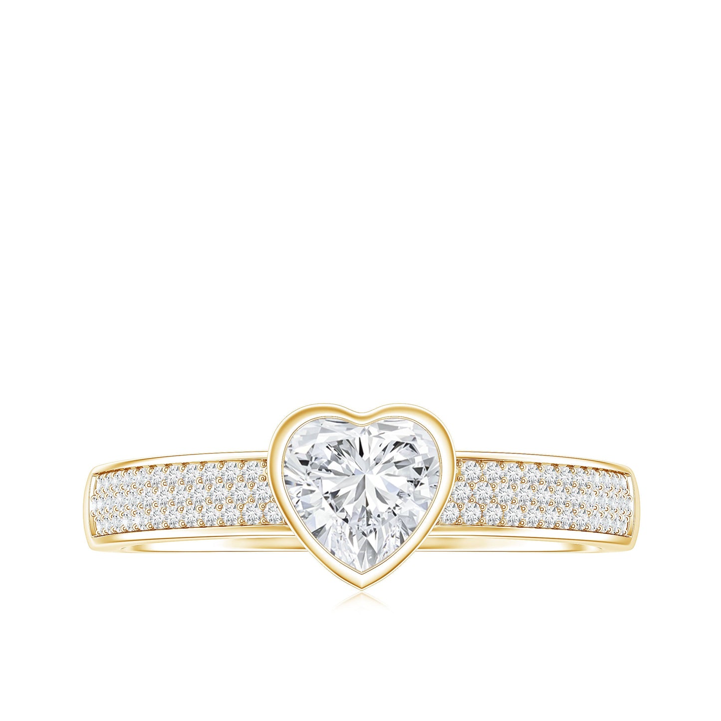 Heart Shape Lab Grown Diamond Solitaire Ring with Side Stones