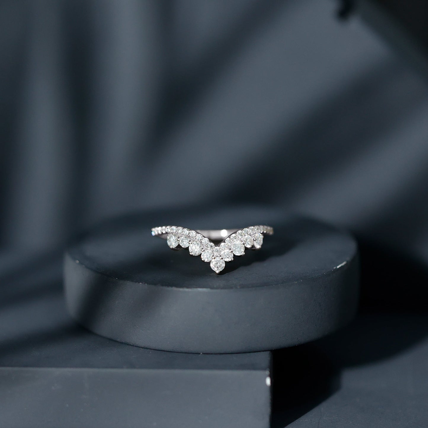 Moissanite Engagement Enhancer Contour Wedding Band Stack