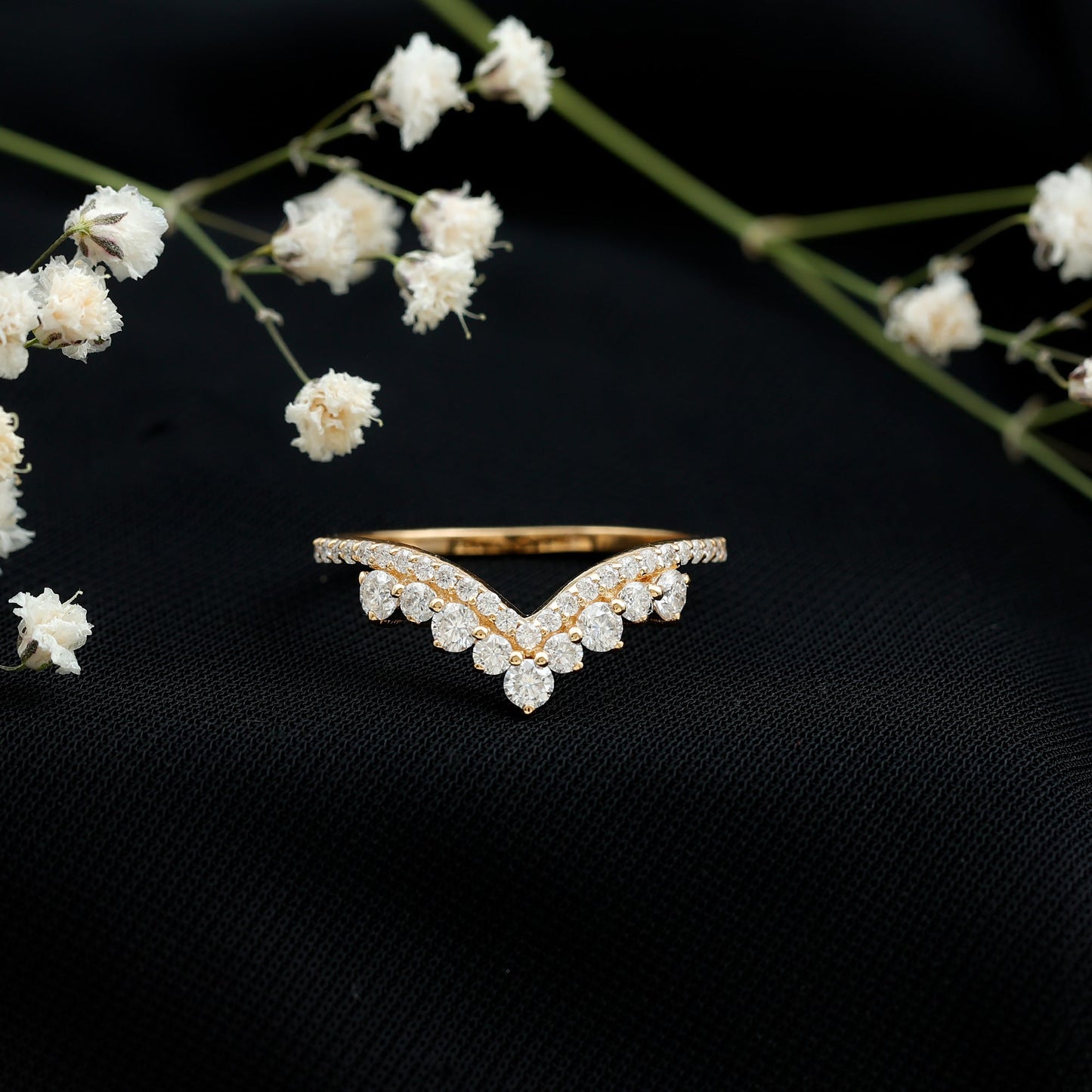 Moissanite Engagement Enhancer Contour Wedding Band Stack