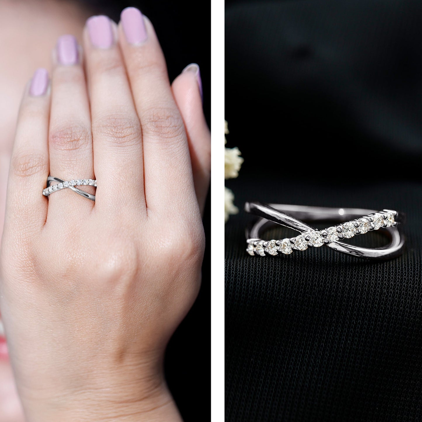 Natural Diamond Crossover Promise Ring
