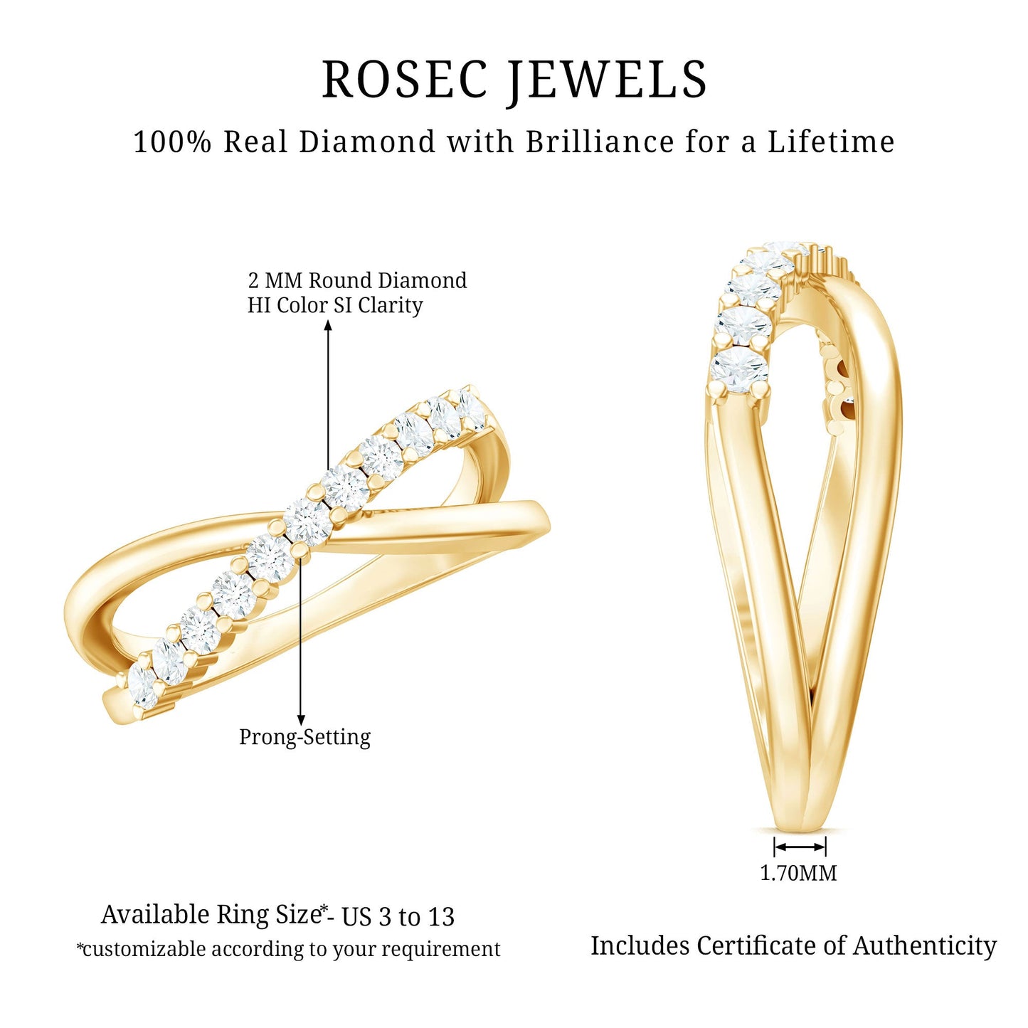 Natural Diamond Crossover Promise Ring