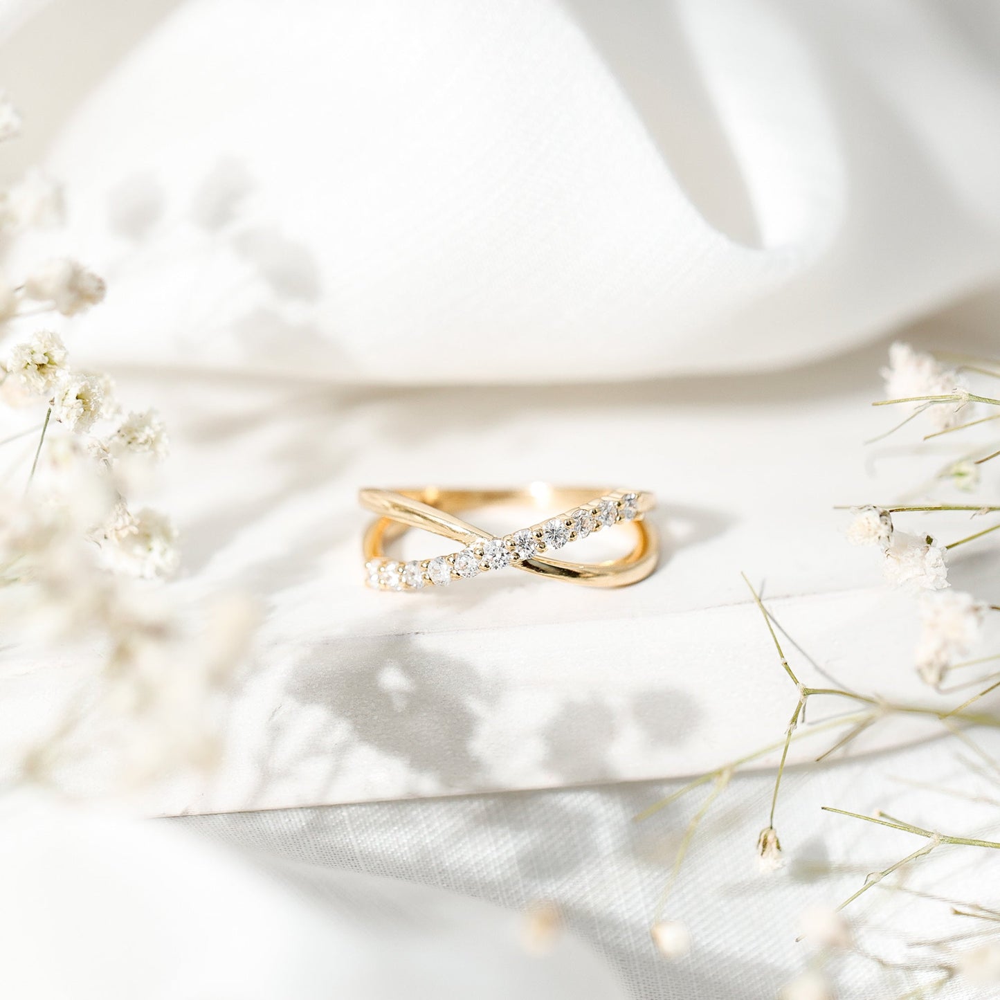 Natural Diamond Crossover Promise Ring