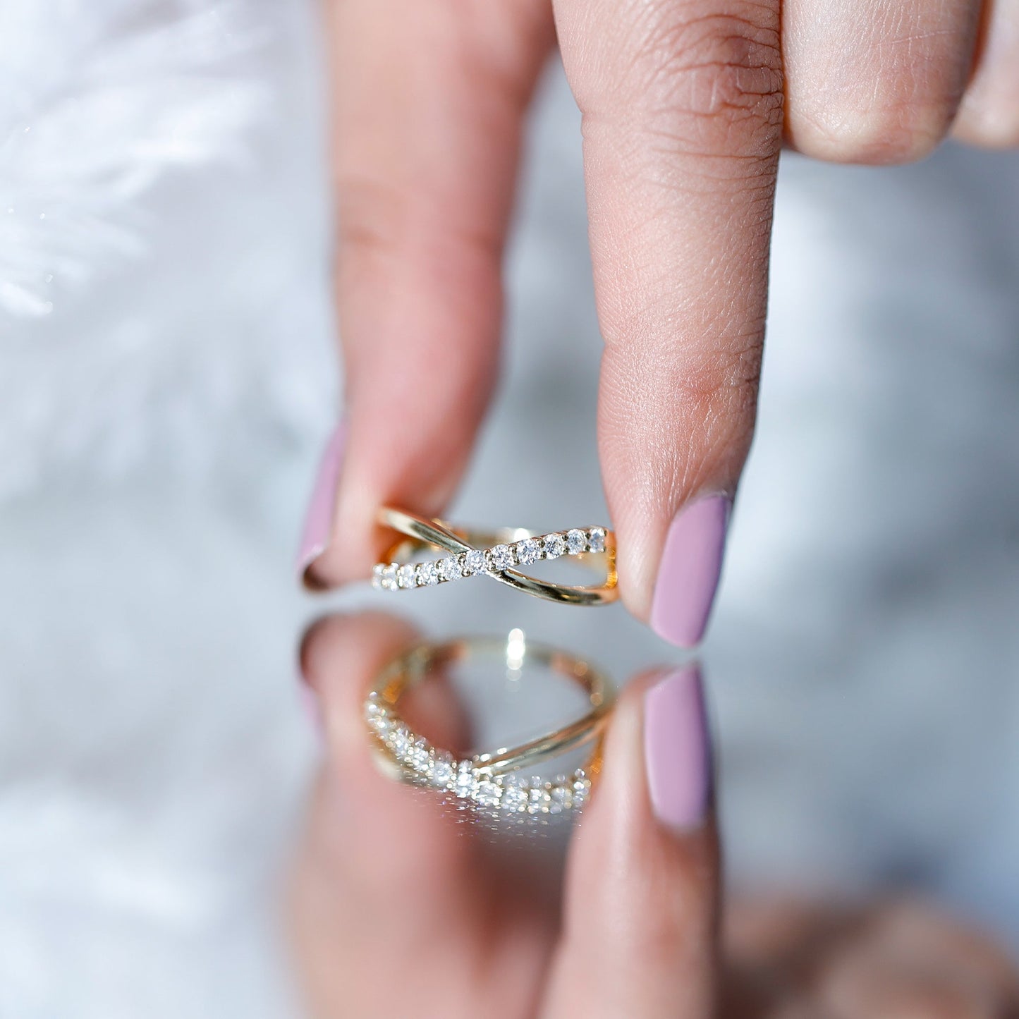 Natural Diamond Crossover Promise Ring