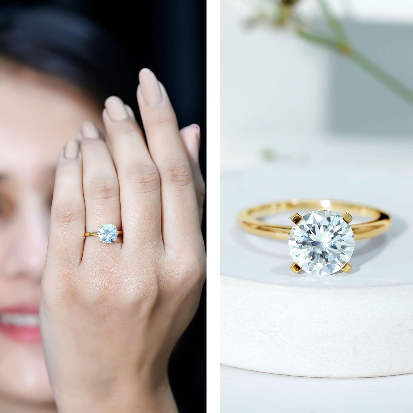 Brilliant Cut Moissanite 2 Carat Engagement Ring