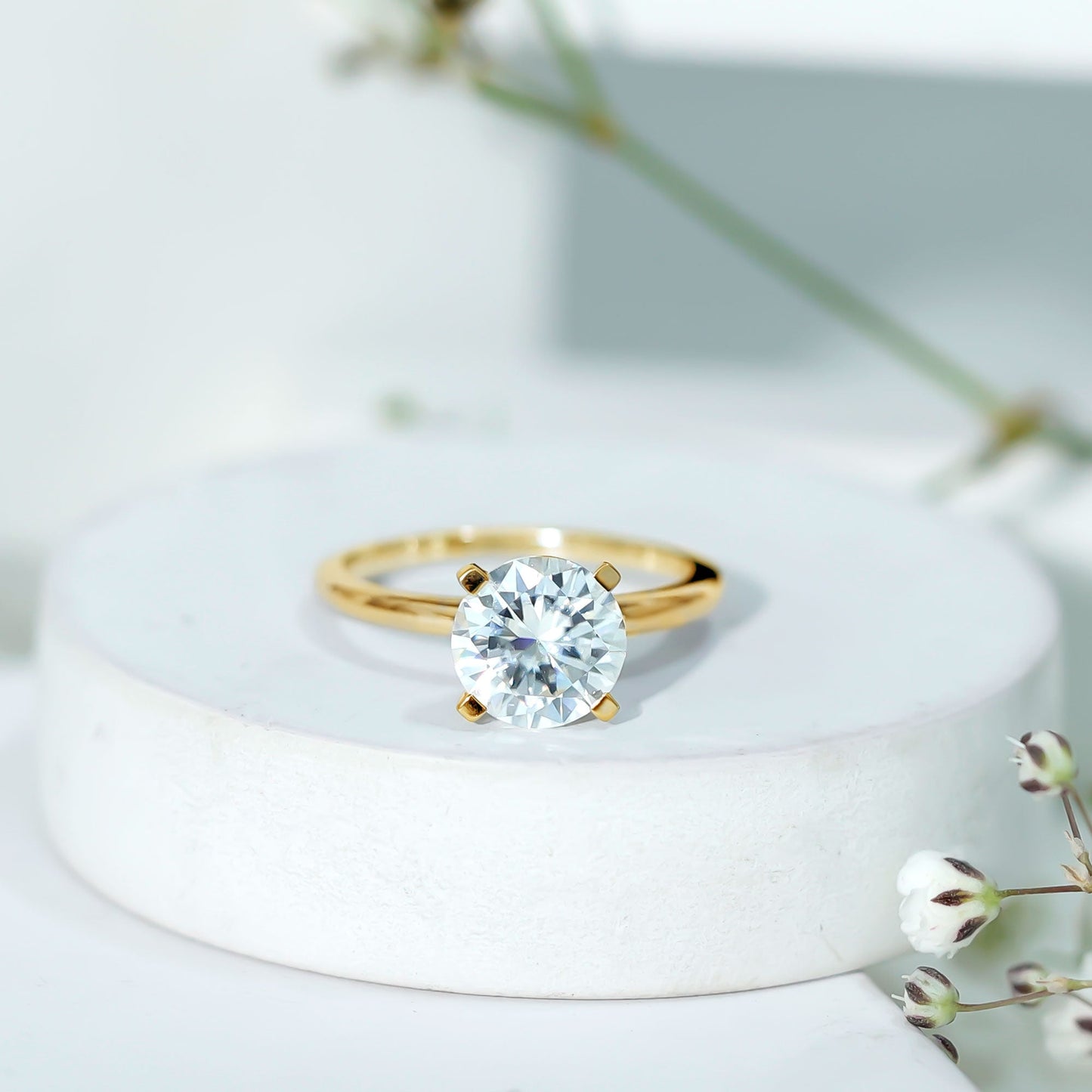 Brilliant Cut Moissanite 2 Carat Engagement Ring