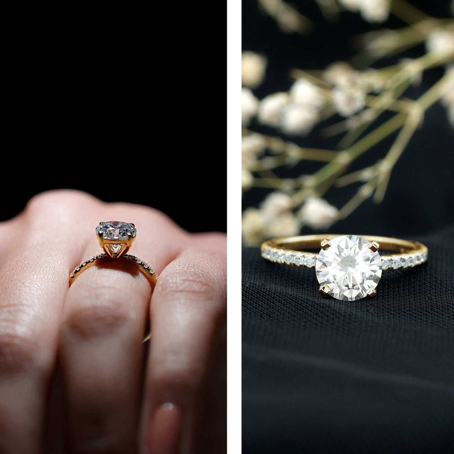 Peg Head Set Moissanite Solitaire Engagement Ring