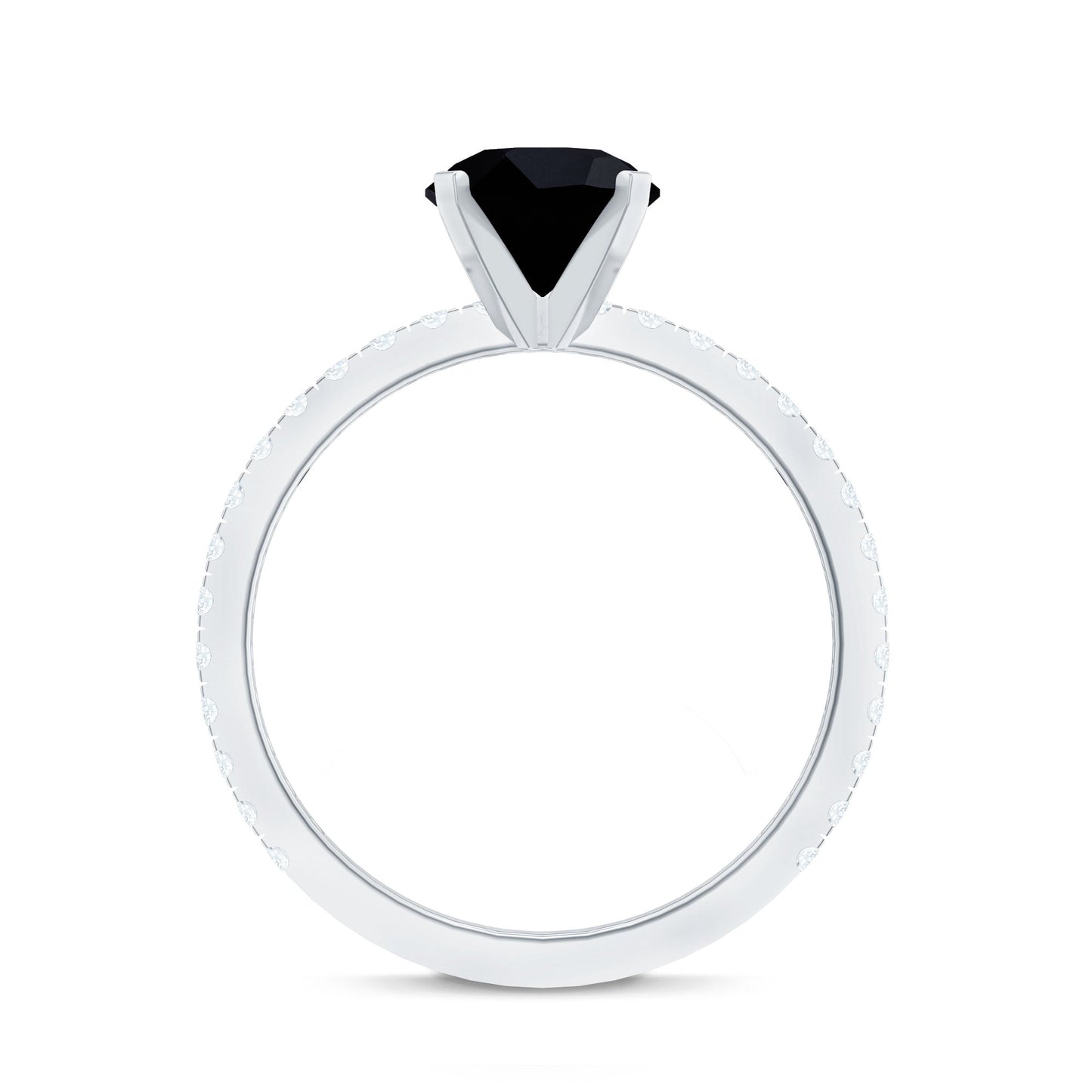 2 Carat Lab Grown Black Diamond Solitaire Engagement Ring with White Diamond