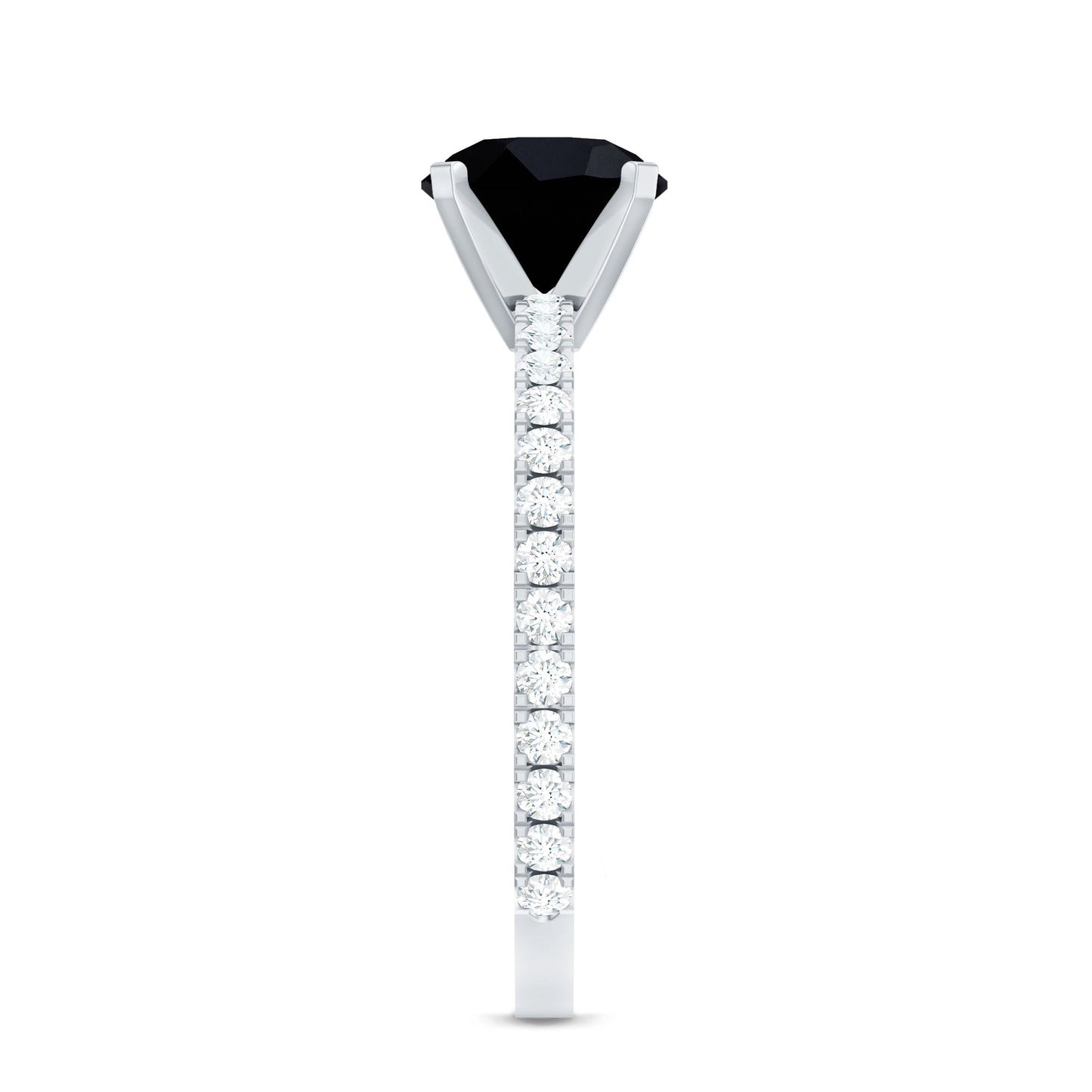 2 Carat Lab Grown Black Diamond Solitaire Engagement Ring with White Diamond