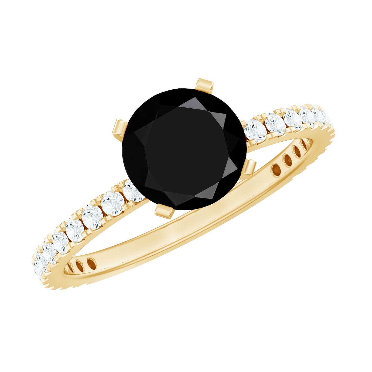2 Carat Lab Grown Black Diamond Solitaire Engagement Ring with White Diamond