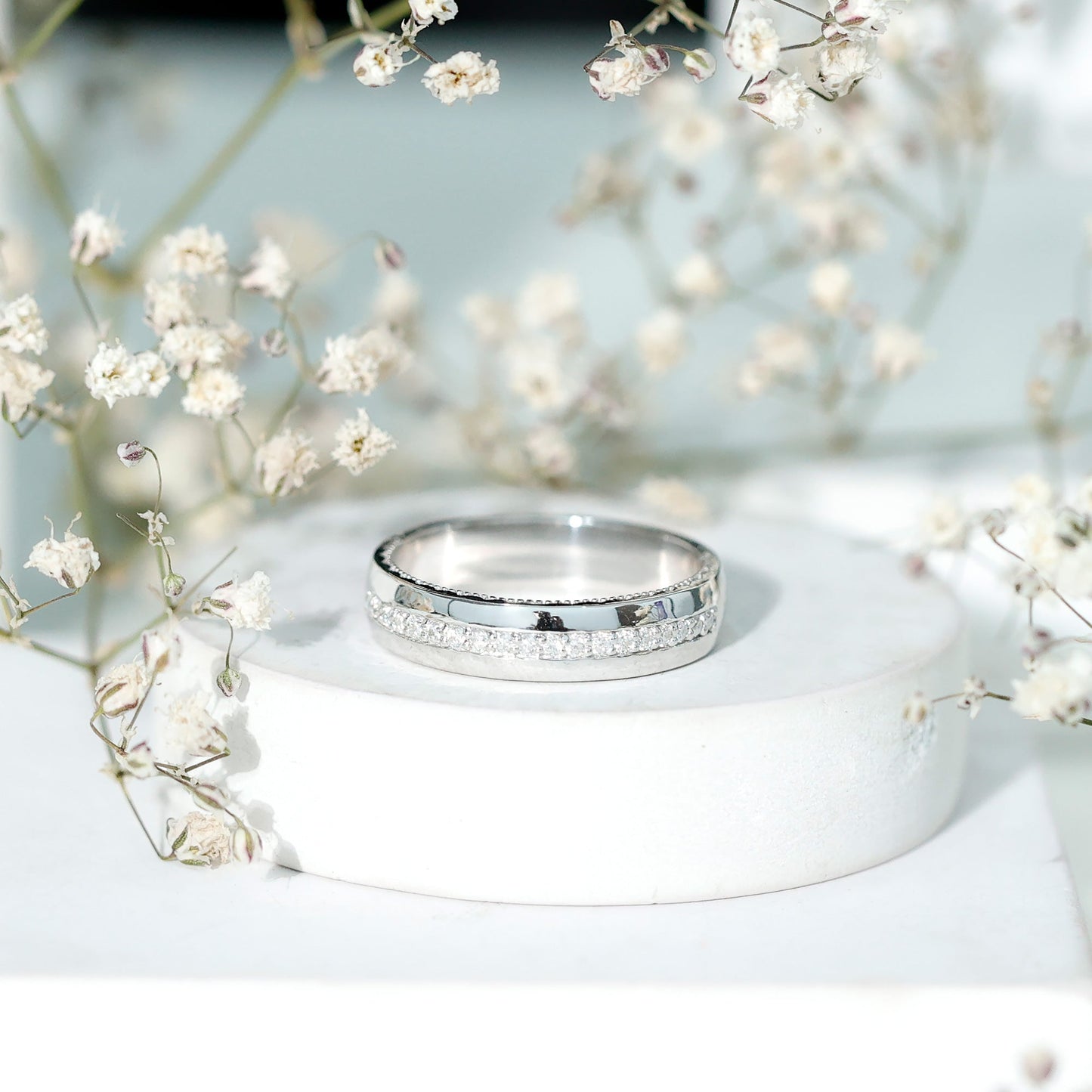 Certified Moissanite Classic Wedding Band Ring