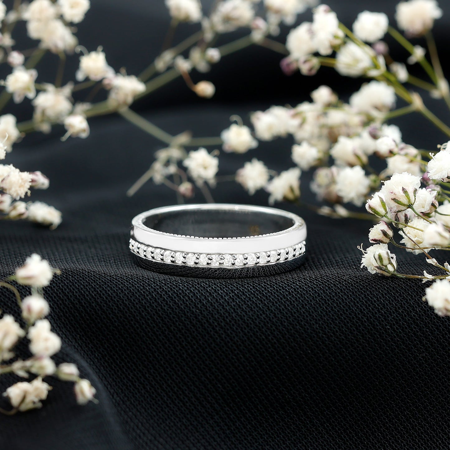 Certified Moissanite Classic Wedding Band Ring