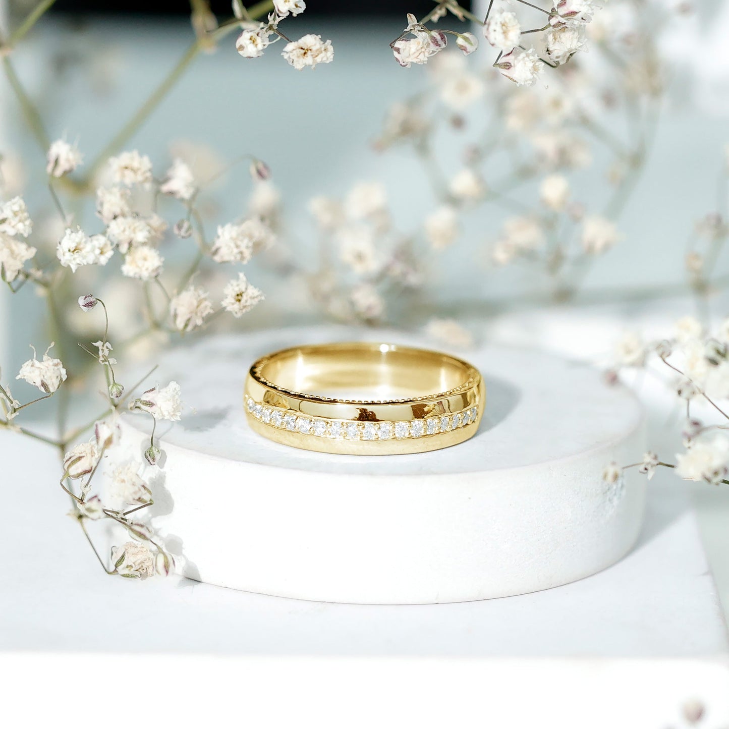 Certified Moissanite Classic Wedding Band Ring