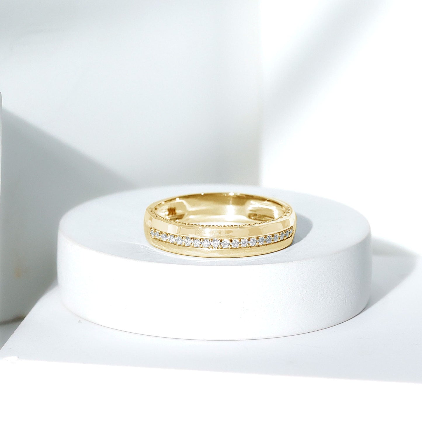 Certified Moissanite Classic Wedding Band Ring