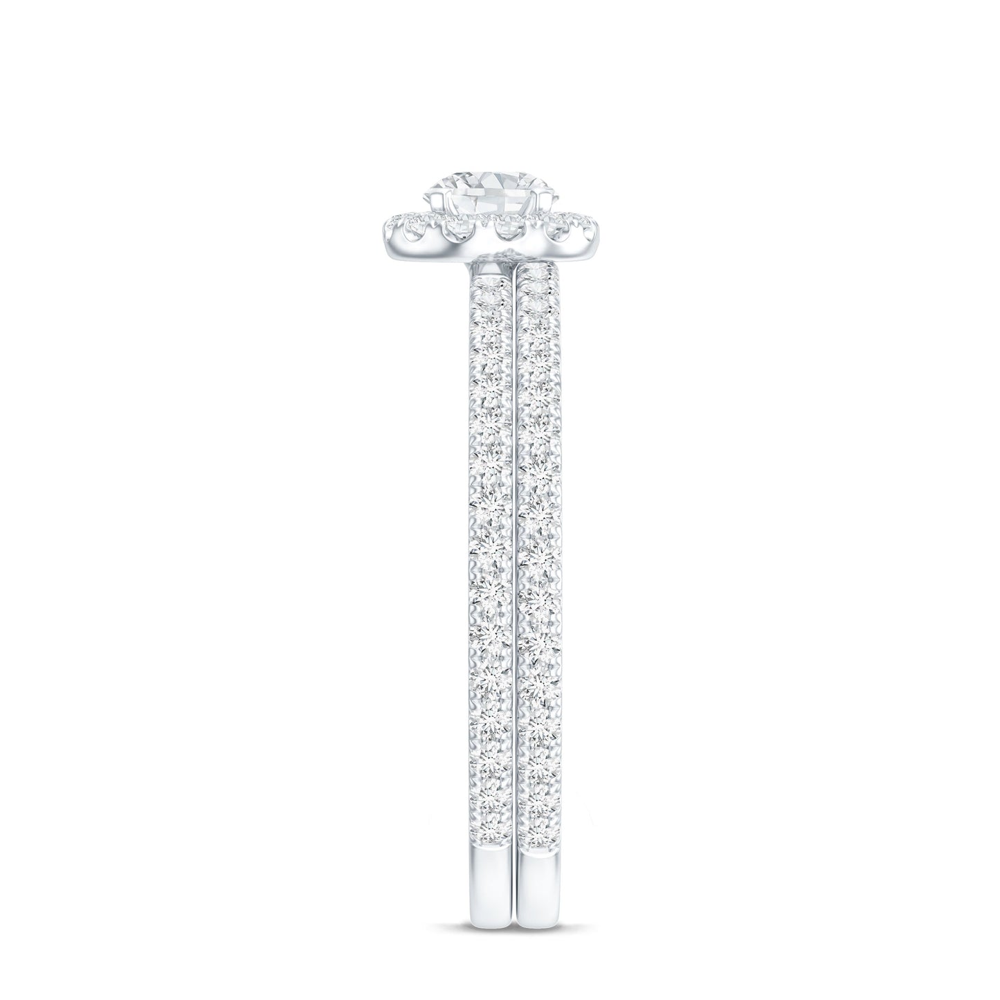 Certified Moissanite Halo Bridal Ring Set
