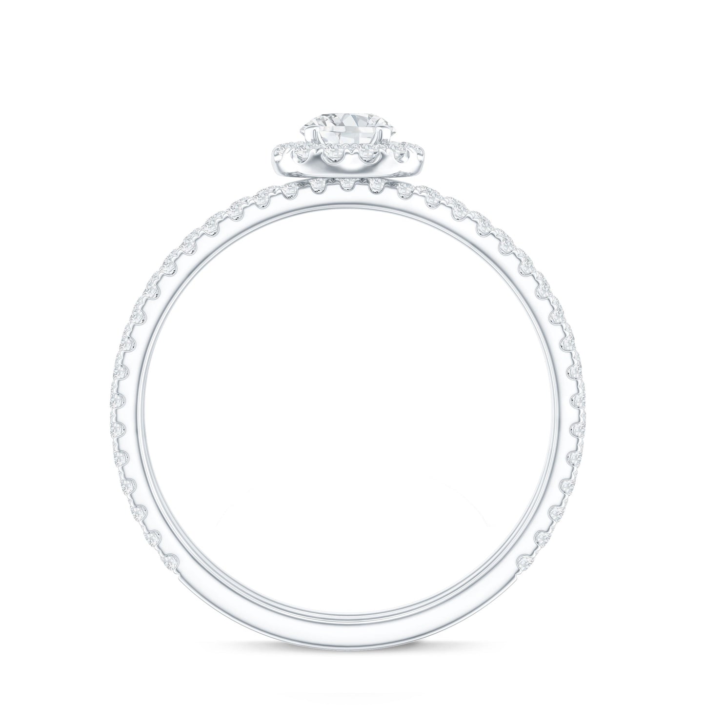 Certified Moissanite Halo Bridal Ring Set