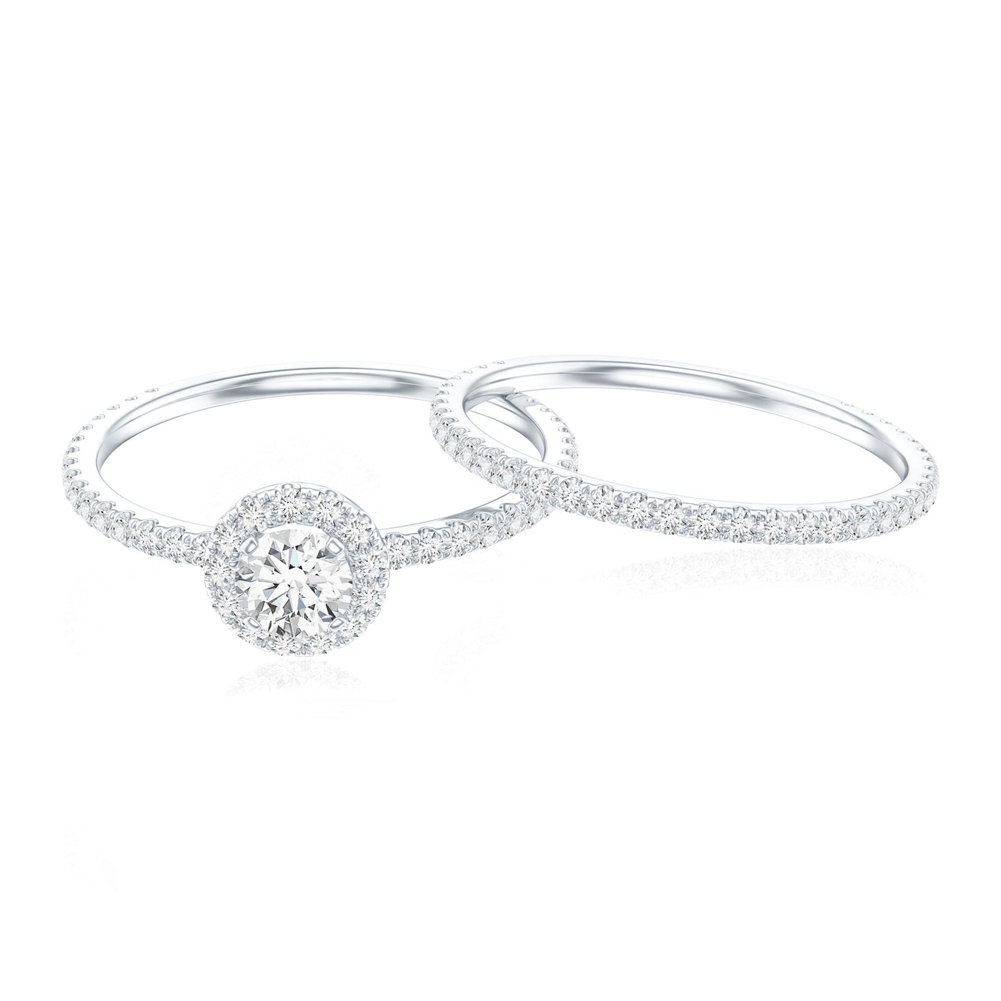 Certified Moissanite Halo Bridal Ring Set
