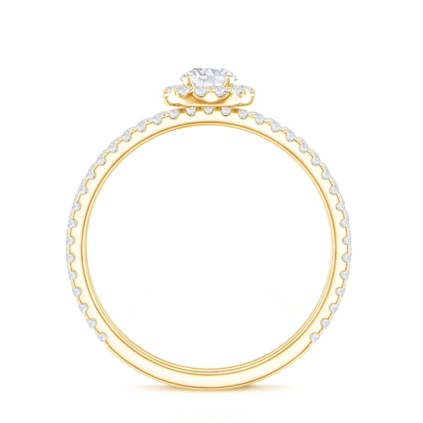 Certified Moissanite Halo Bridal Ring Set
