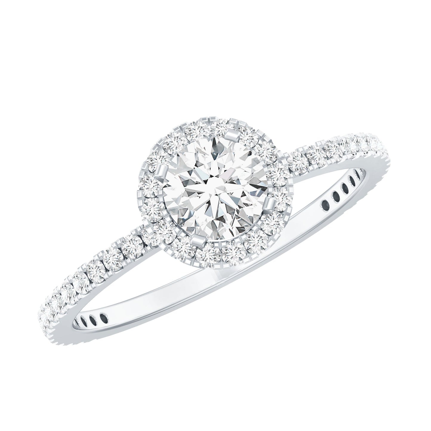 0.5 Carat Round Moissanite Classic Halo Engagement Ring