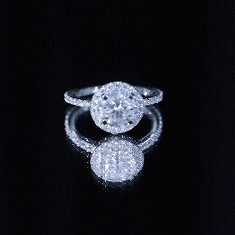 Brilliant Cut Moissanite Classic Halo Engagement Ring