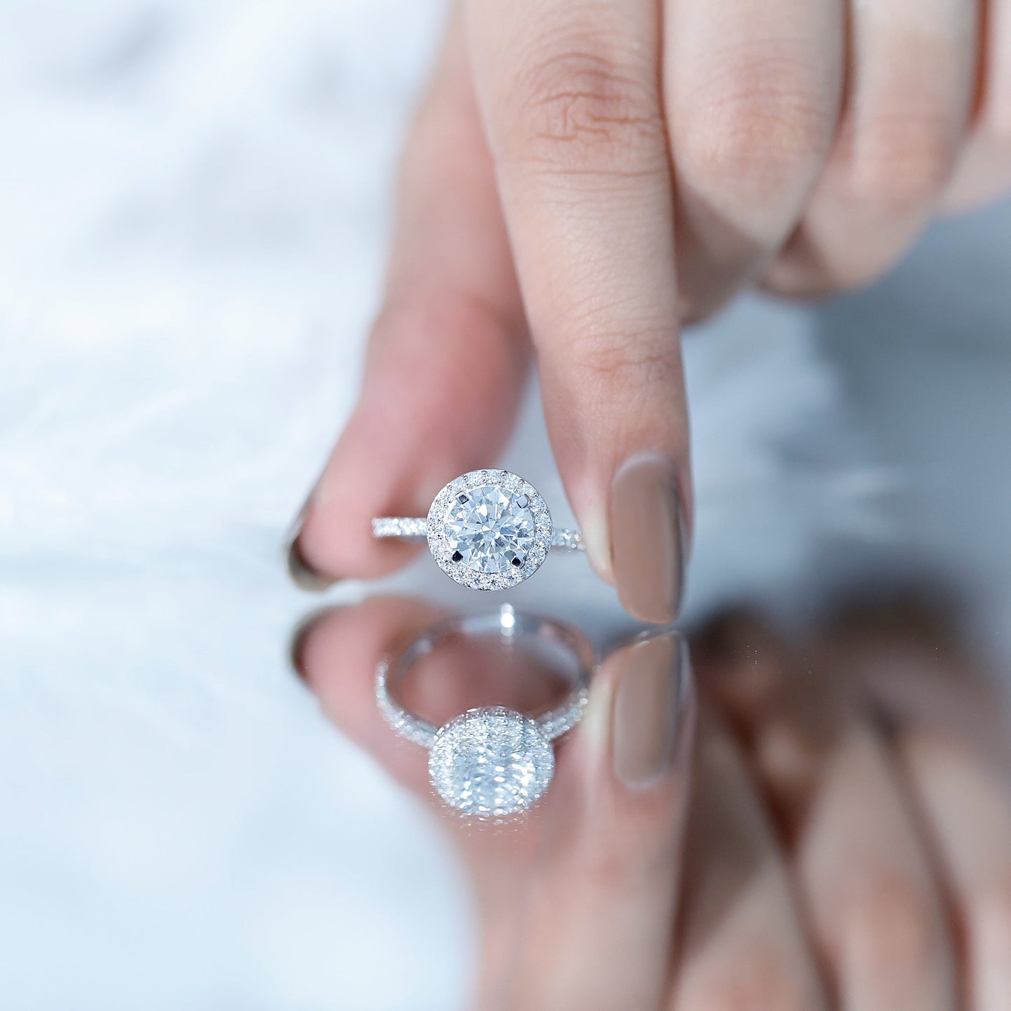 Brilliant Cut Moissanite Classic Halo Engagement Ring