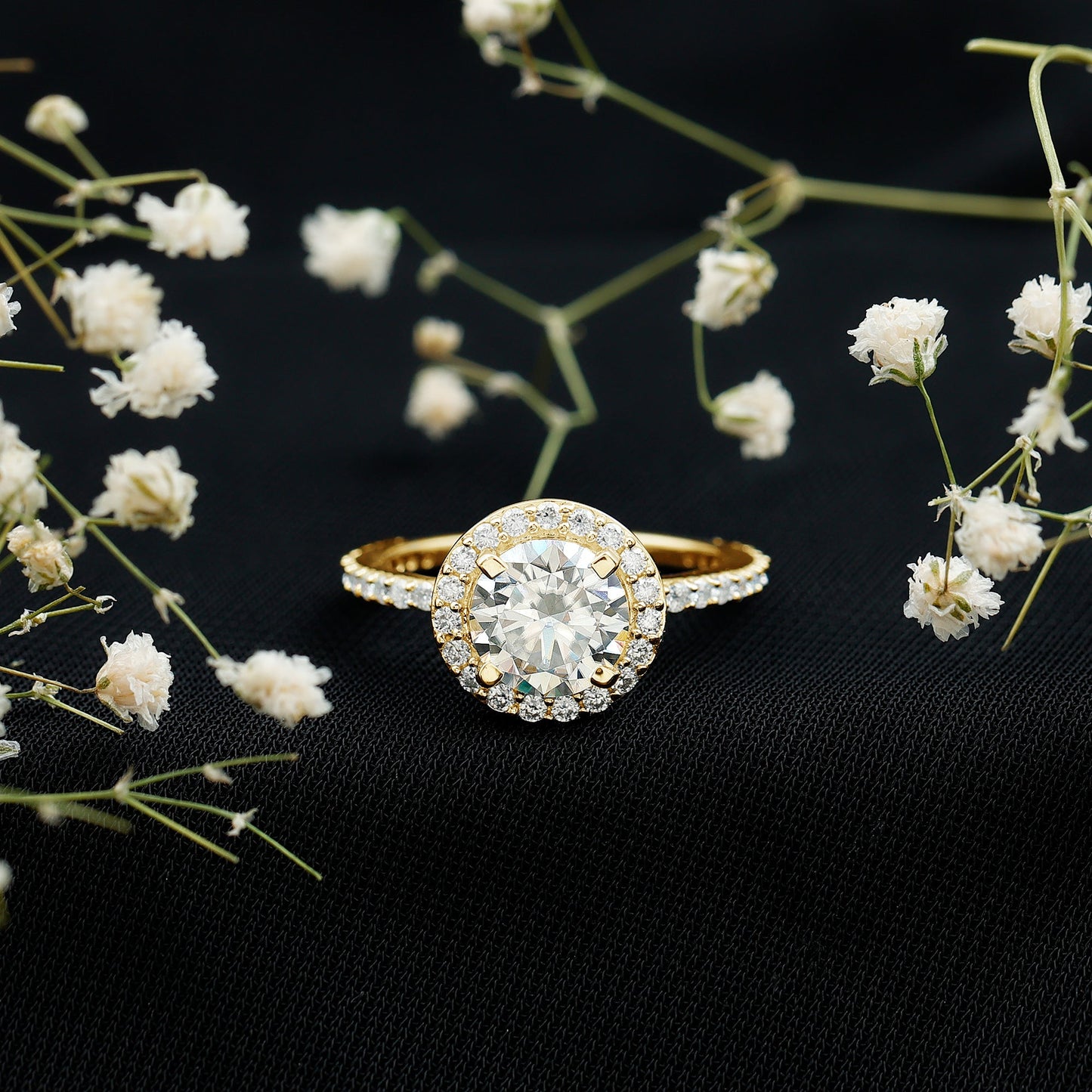 Brilliant Cut Moissanite Classic Halo Engagement Ring