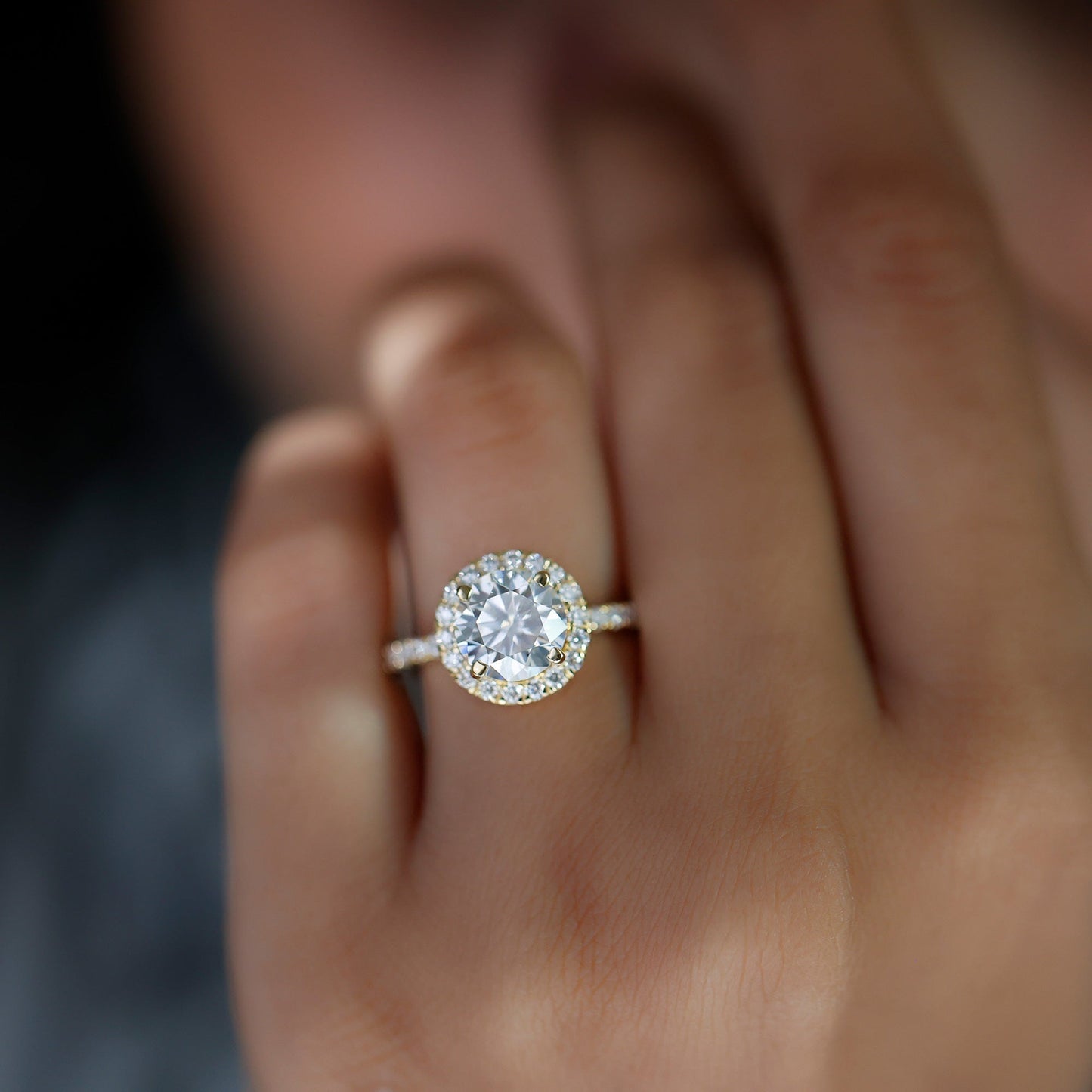 Brilliant Cut Moissanite Classic Halo Engagement Ring