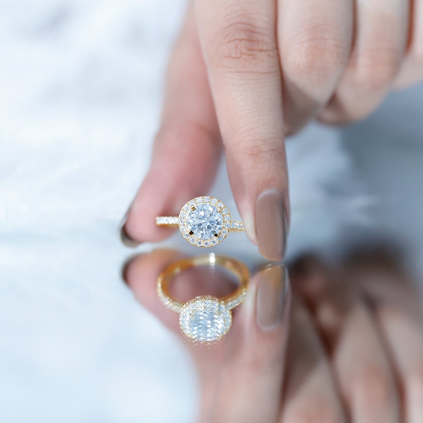 Brilliant Cut Moissanite Classic Halo Engagement Ring