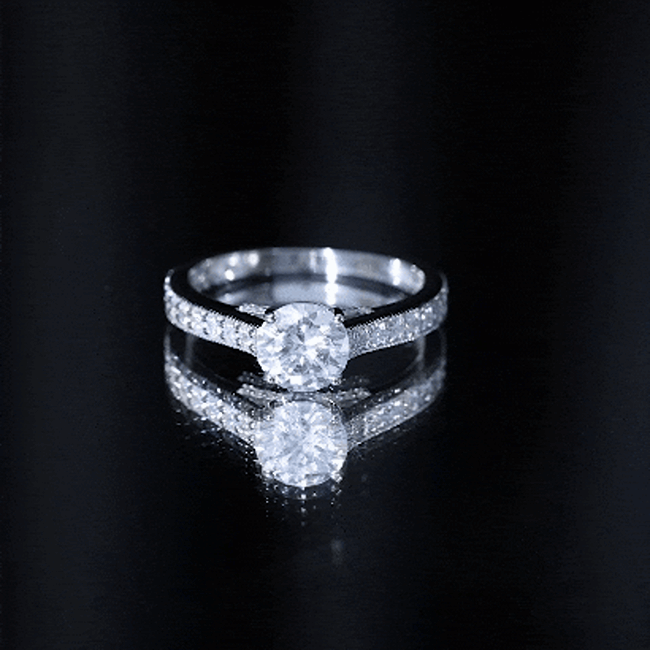 Certified 2 Carat Moissanite Solitaire Engagement Ring With Side Stones